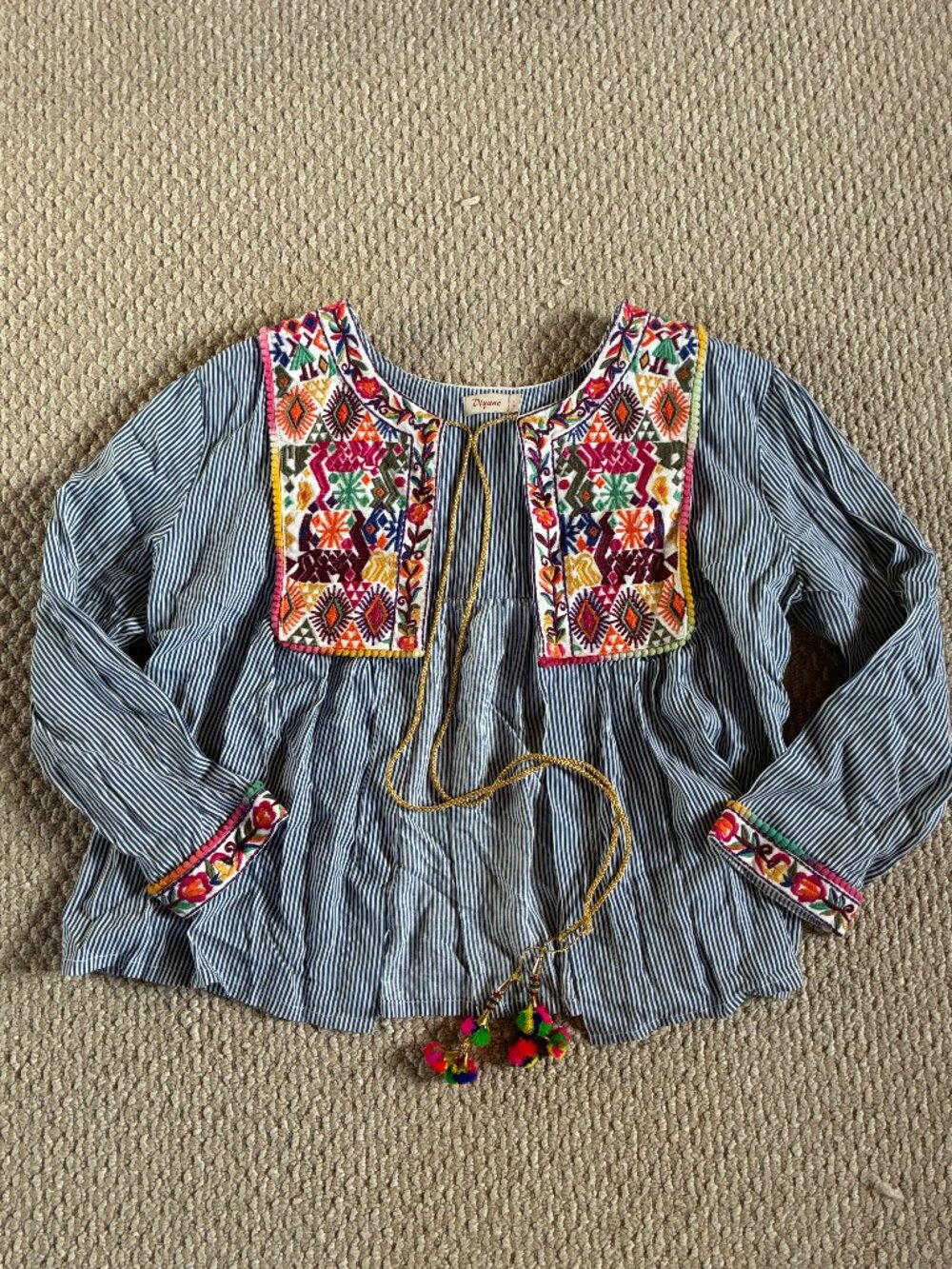Diyane Zara L Romeo & Juliet Shirt Jacket Tie Cotton Embroidery Trim READ